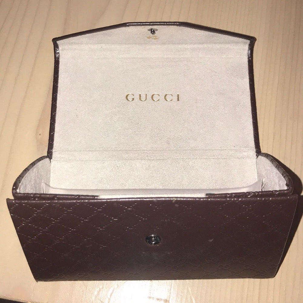 GUCCI brown leather sunglasses or eyeglasses case